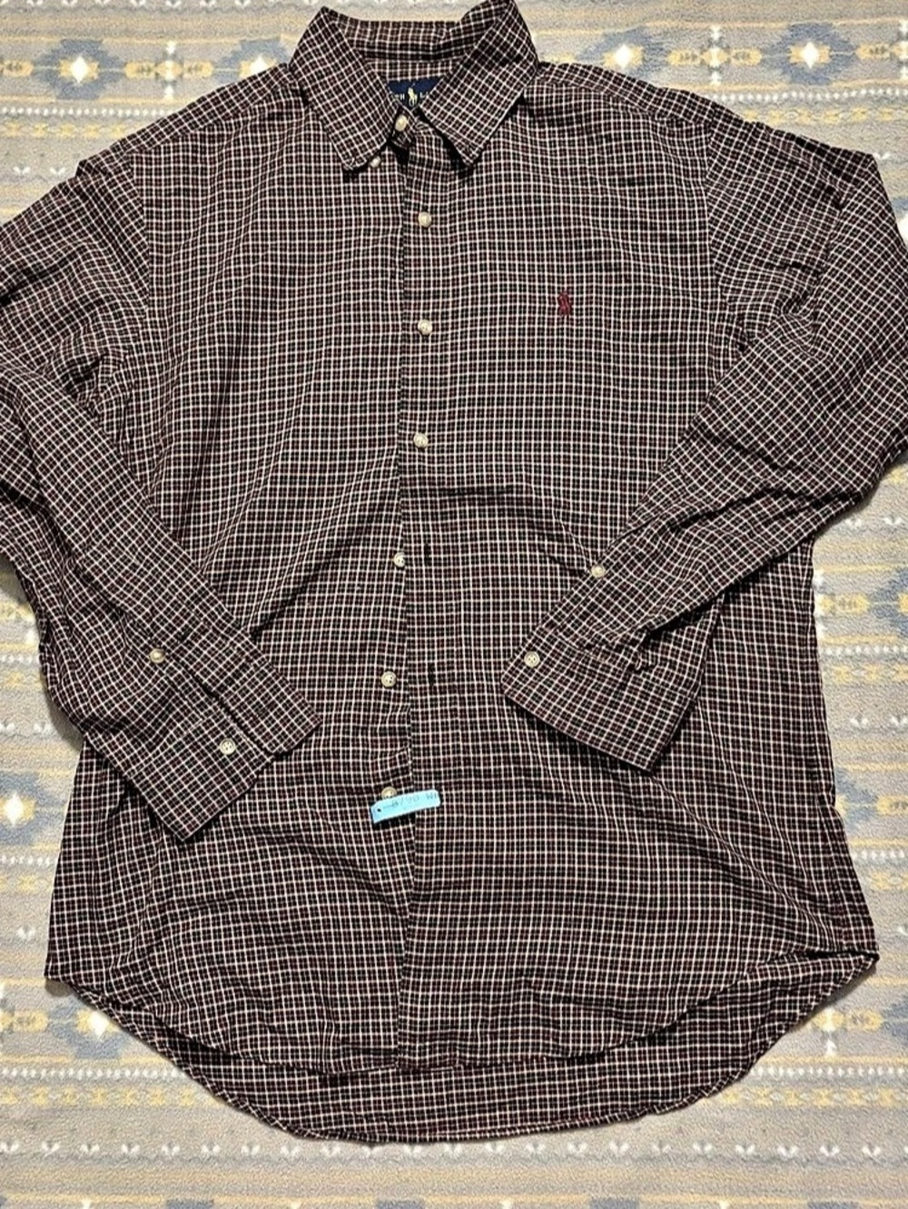 Ralph Lauren Classic Fit Plaid Button Down in Brown & Red Size Medium